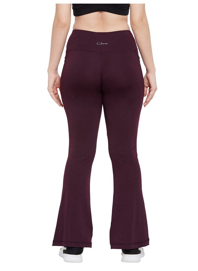 Clovia Women'S Comfort-Fit High Waist Flared Yoga Pants (Ab0090A15_Purple_Xxl)  - Image 4