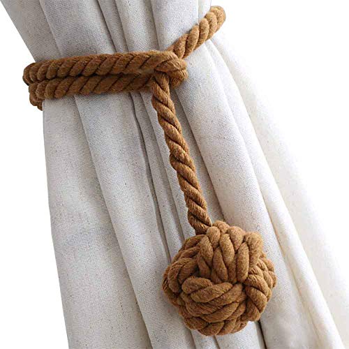Melaluxe Melaluxe 4 Pack Curtain Tiebacks  Heavy Duty Curtain Rope Tieback Handmade Rural Decorative Curtain Holdbacks Light Coffee  - Image 1