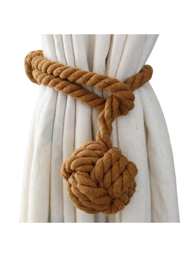 Melaluxe Melaluxe 4 Pack Curtain Tiebacks  Heavy Duty Curtain Rope Tieback Handmade Rural Decorative Curtain Holdbacks Light Coffee  - Image 2
