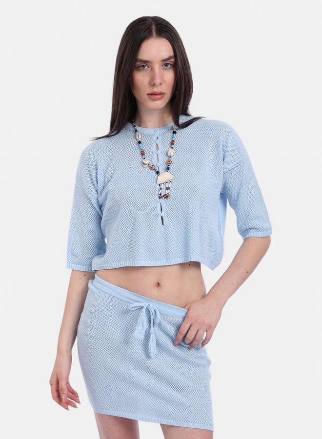 Carina Knit Beach Crop Top & Skirt Set - Image 1