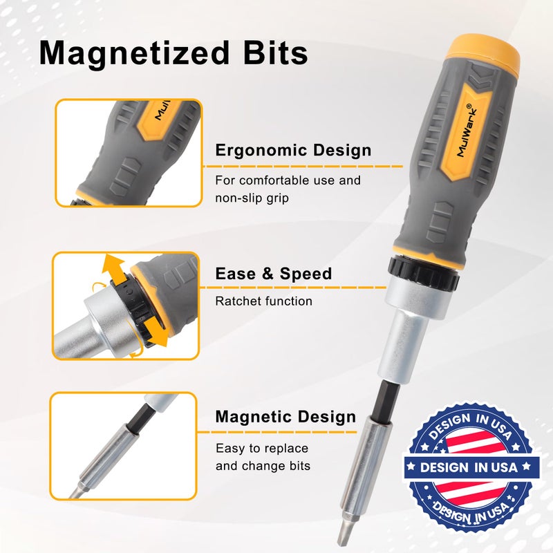 MULWARK Screwdriver Bit Set & Socket Kit, 77-Pieces Ratcheting Screwdriver Set with Case, 77 in 1 Multi Bit Screw Driver for Home DIY, Electronics, Car Emergency and Garage - Image 5