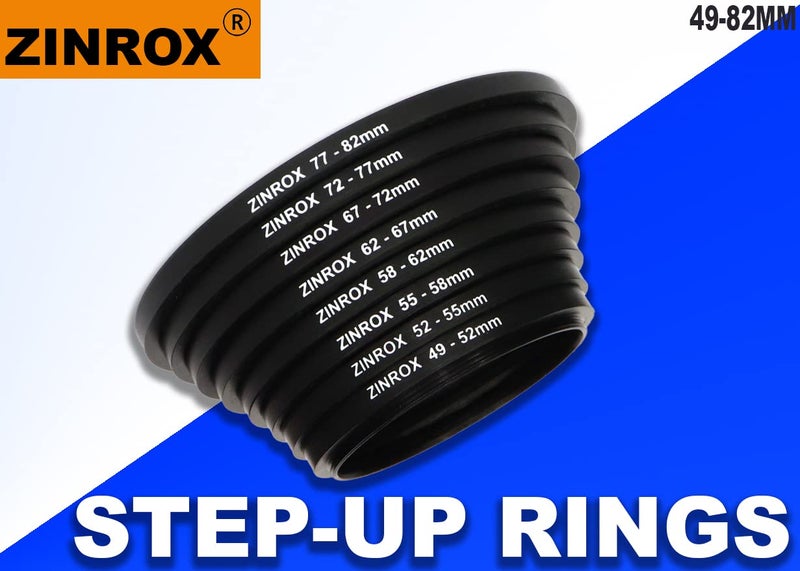 ZINROX® Step Up and Step Down Lens Filter Adapter Rings Set of 16pcs Diameter Thread Sizes: 49mm to 82mm and 82mm to 49mm (Pack of 2 (Set)) 16pcs Stepping Rings - Image 2