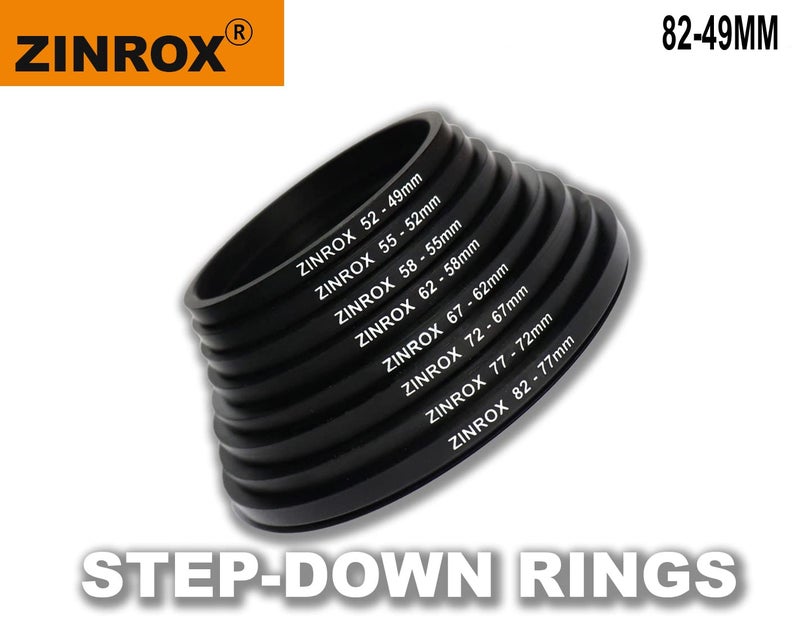 ZINROX® Step Up and Step Down Lens Filter Adapter Rings Set of 16pcs Diameter Thread Sizes: 49mm to 82mm and 82mm to 49mm (Pack of 2 (Set)) 16pcs Stepping Rings - Image 3