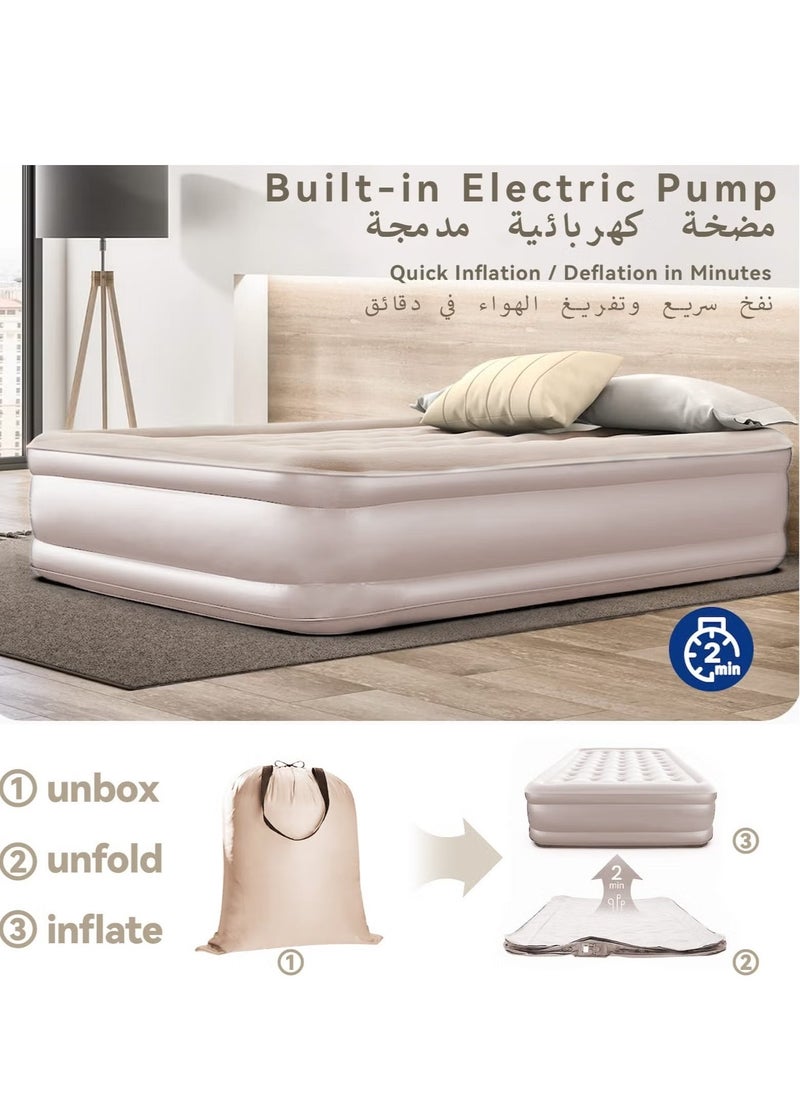 JAJEEK Double Outdoor Camping Waterproof Air Mattress, Fast Auto Inflatable Bed, Portable Home Inflatable Sofa Bed, Built-in Electric Pump - Inflatable Outdoor Mat for Tent, Camping, Car & Truck | Easy Setup, Comfortable & Durable - Image 3