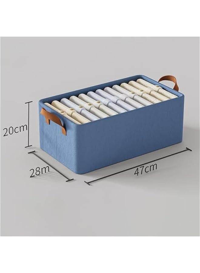 HOOKOR 4 Pcs Closet Clothes Organizer with Handle, Fabric storage Box with Steel Frame Stackable Shelf Storage Baskets Foldable Storage Baskets for Organizing Clothes Toys, 23L, Blue - Image 2