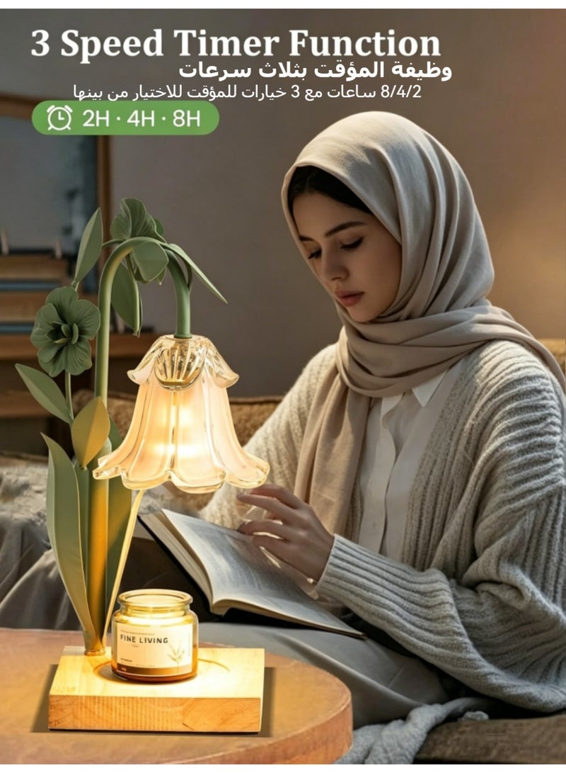 Fragrance Candle Warmer Lamp with 8H Timer Dimmer, Adjustable Height Flower Candle Lamp Warmer, House Warming Gifts New Home Decor, Mothers Day Birthday Gifts for Women, Wax Melt Warmer for Jar Candles - Image 2