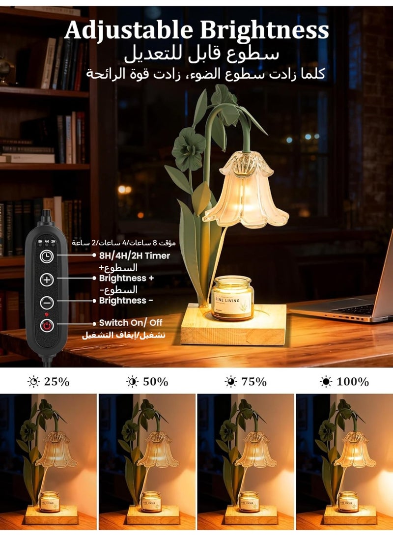 Fragrance Candle Warmer Lamp with 8H Timer Dimmer, Adjustable Height Flower Candle Lamp Warmer, House Warming Gifts New Home Decor, Mothers Day Birthday Gifts for Women, Wax Melt Warmer for Jar Candles - Image 3