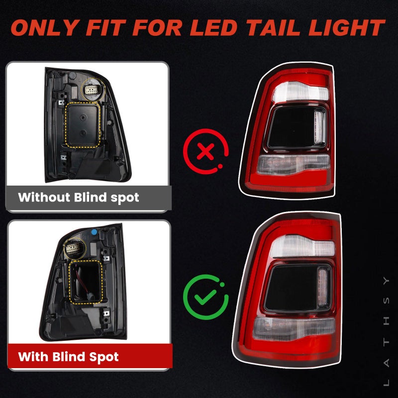 Lathsy LED Tail Light Black Cover with Blind Spot Compatible With 2019-2023 Dodge Ram 1500 Right Passenger Side Replace 68263397AE - Image 4
