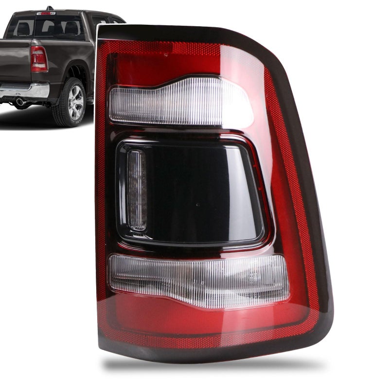 Lathsy LED Tail Light Black Cover with Blind Spot Compatible With 2019-2023 Dodge Ram 1500 Right Passenger Side Replace 68263397AE - Image 1