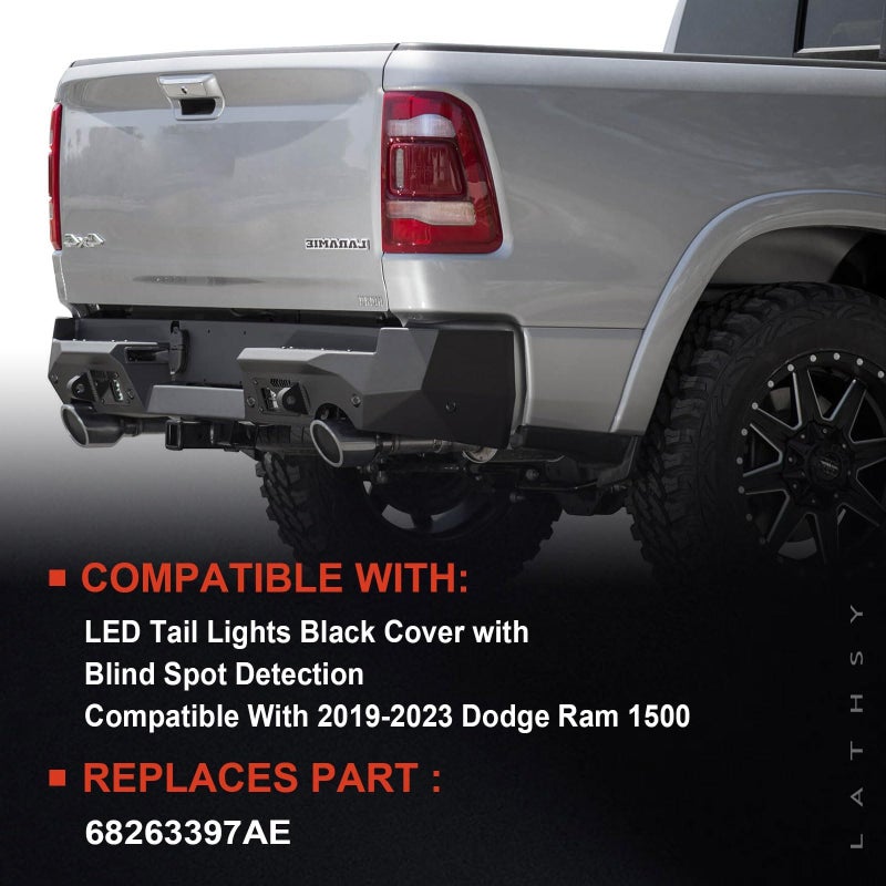 Lathsy LED Tail Light Black Cover with Blind Spot Compatible With 2019-2023 Dodge Ram 1500 Right Passenger Side Replace 68263397AE - Image 2