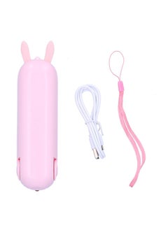 Thoraya Handheld Fan Chargeable Portable Foldable Mini Cooling Device with Emergency FlashlightPink  - Image 2