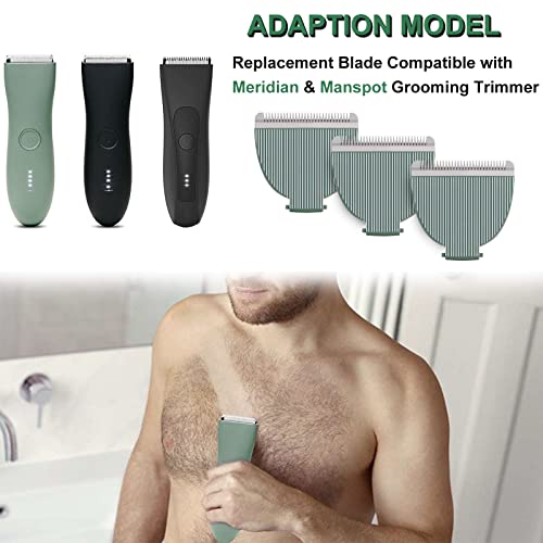 Piwerod 3 Pack Replacement Blades Compatible with Meridian Trimmer, Hygienic Ceramic Replacement Blades Compatible with Meridian Body Trimmer (Onyx & Sage), Green - Image 2