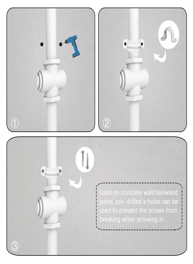 CNYMANY 20 pcs Pipe Clamps, CNYMANY 2 Holes PVC Conduit Strap Clips SCH 3/8 1/2 3/4 1 Inch with 40 pcs M4.2 Screws, Plastic White Conduit Mounting U Brackets with Screw Holes for Fixing Water Piping Support - Image 3