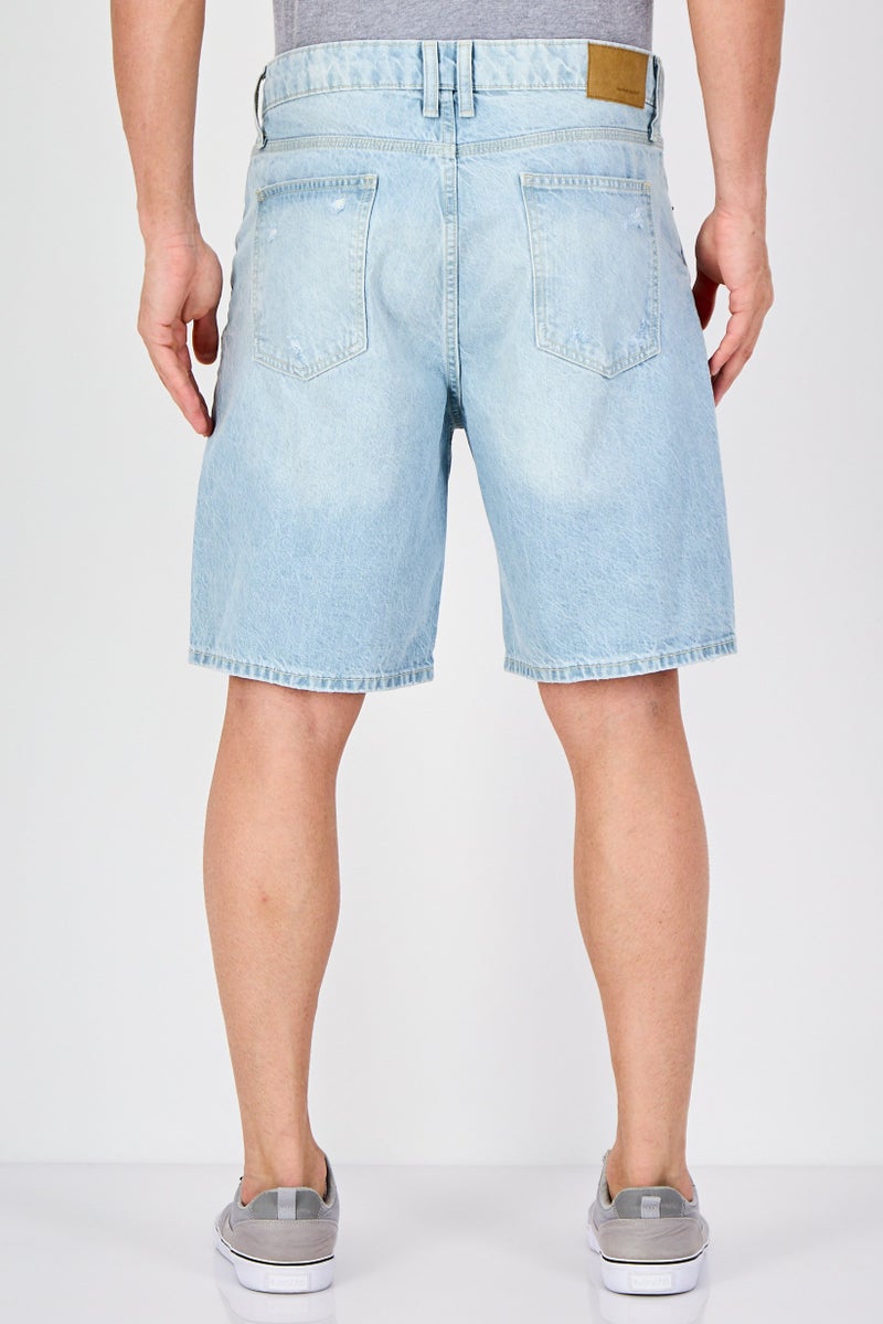 Celio Men Rip Denim Shorts, Light Blue - Image 2