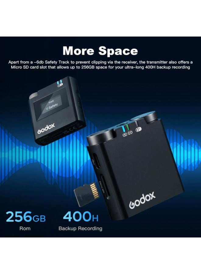 Godox Virso S M2 2-Person Wireless Microphone System for Sony – Dual-Channel 2.4GHz Mic Set for Cameras & Smartphones - Image 4