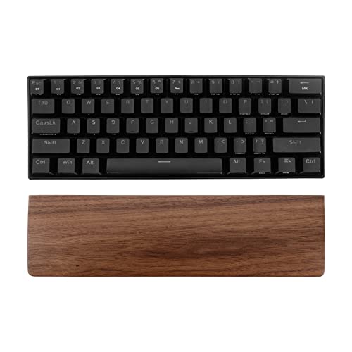 Linkidea Wooden Keyboard Wrist Rest for 61Keys 60% Compact Keyboard, Compact Gaming Mechanical Keyboard Wrist Rest Hand Palm Pad, for Office, Computer, Laptop Typing, Gaming (Black Walnut) - Image 1