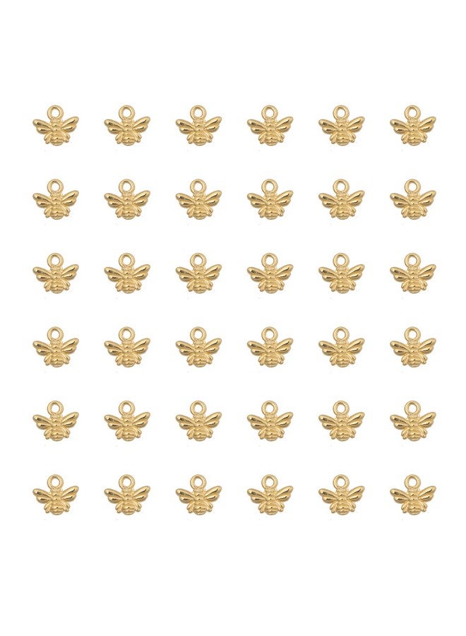 Ruwado 50 Pcs Bee Charms Metal Small 1.1 x 1 x 0.3 cm Cute Honeybee Alloy Pendant for Women DIY Jewelry Making Necklace Bracelets Earring Keychain Key Rings Bookmark Supplies (Gold) - Image 1