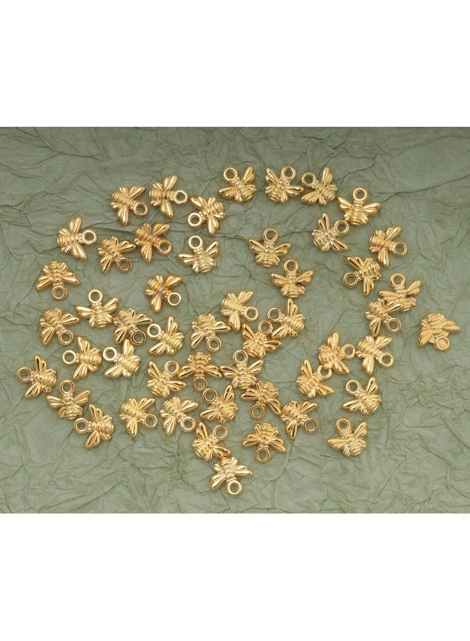 Ruwado 50 Pcs Bee Charms Metal Small 1.1 x 1 x 0.3 cm Cute Honeybee Alloy Pendant for Women DIY Jewelry Making Necklace Bracelets Earring Keychain Key Rings Bookmark Supplies (Gold) - Image 3