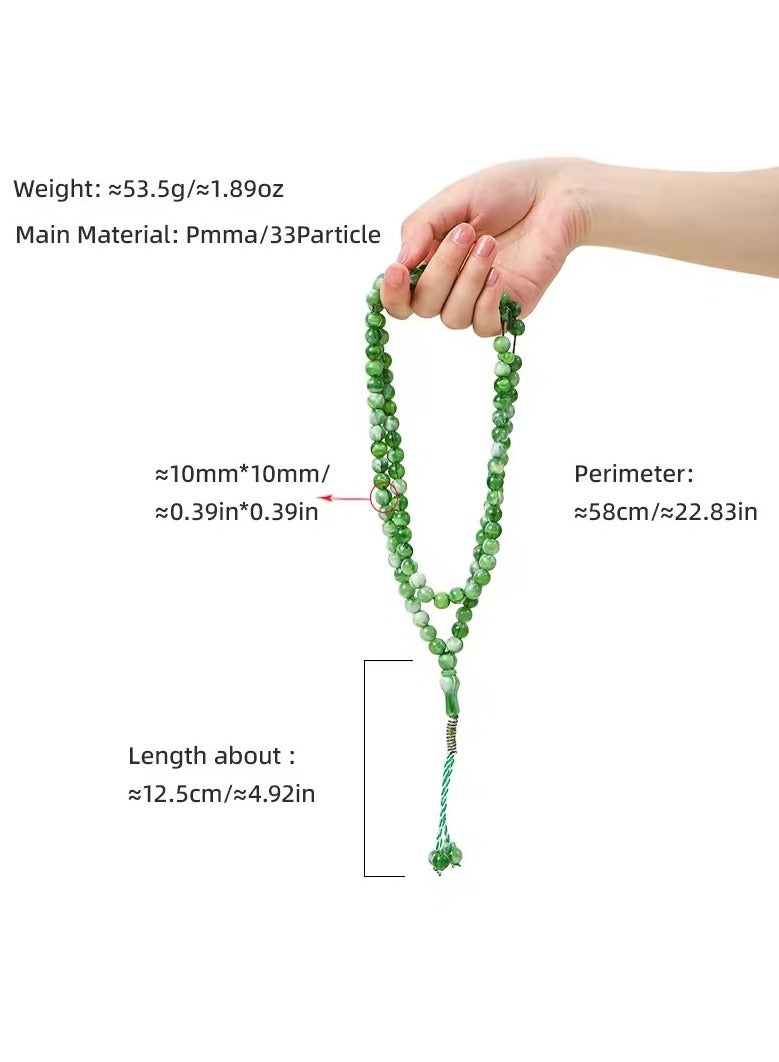 مسبحة عربية إسلامية إسلامية خرزات تسابيح عربية إسلامية سوار تسبيح 99 خرزة 10 ملم شرابات قلادة شرابات رائعة مصنوعة يدوياً هدية عيد ميلاد  هدية رمضان - Image 4