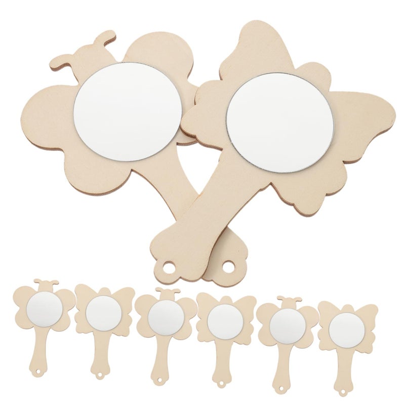 8 Pcs Unpainted Handheld Mirrors for DIY Crafting Painting Creative Play - Image 2