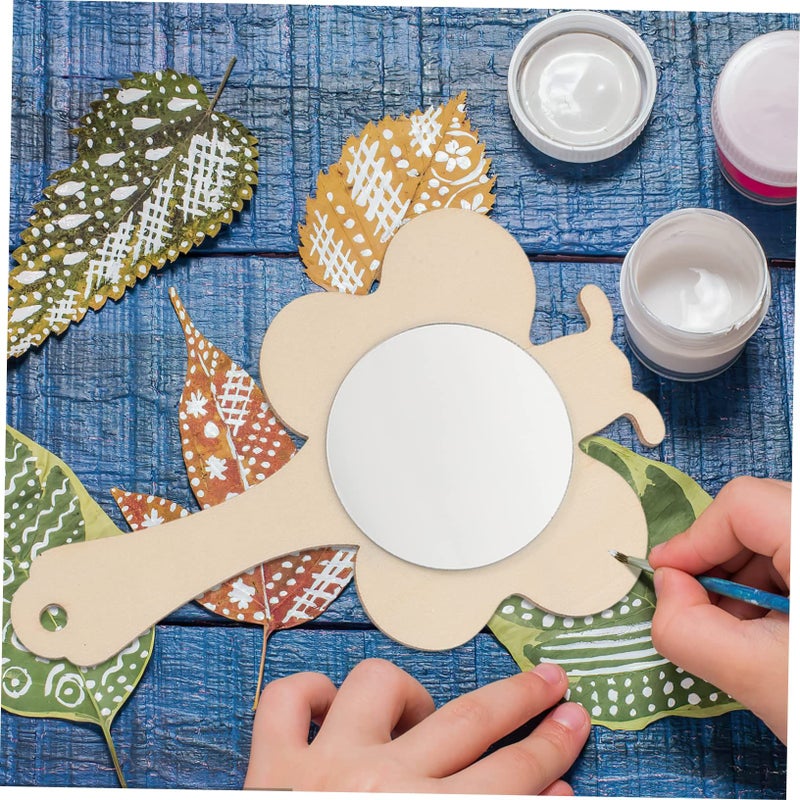 8 Pcs Unpainted Handheld Mirrors for DIY Crafting Painting Creative Play - Image 3