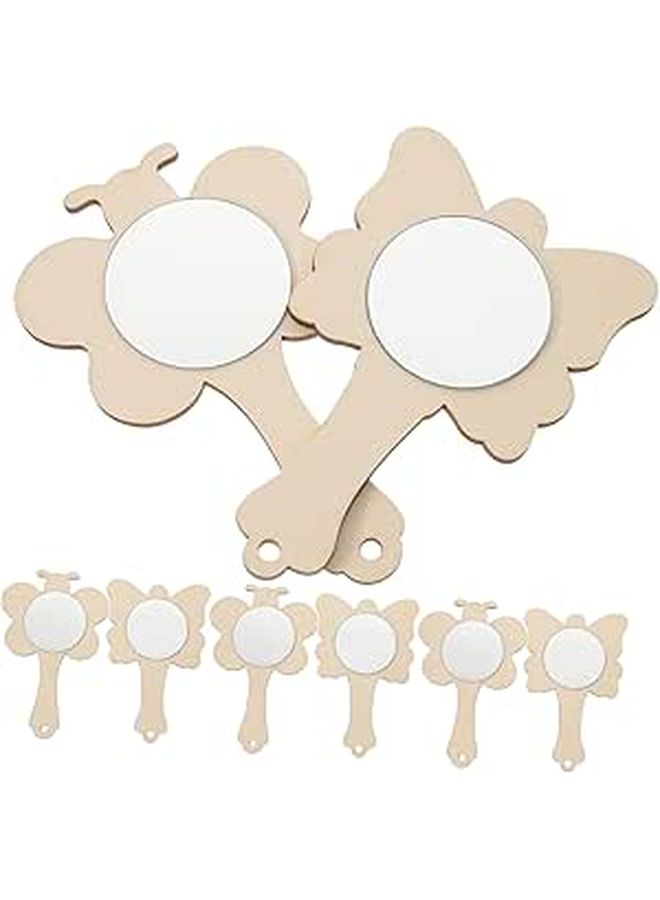 8 Pcs Unpainted Handheld Mirrors for DIY Crafting Painting Creative Play - Image 1
