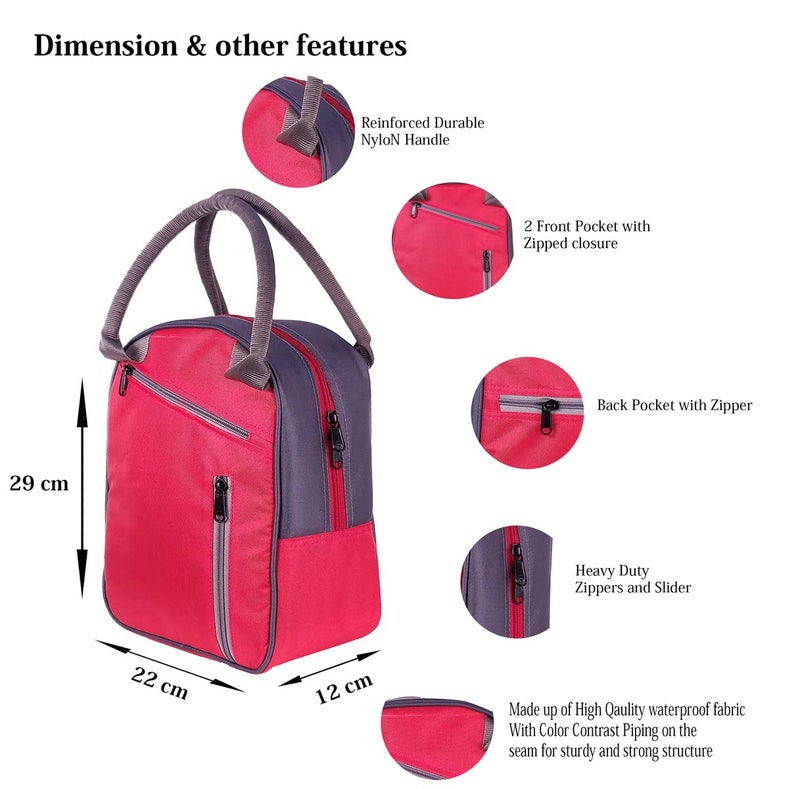 Foonty Daily Use Men/Women Polyster Lunch Bag(Red,FFFLB9016A) - Image 3