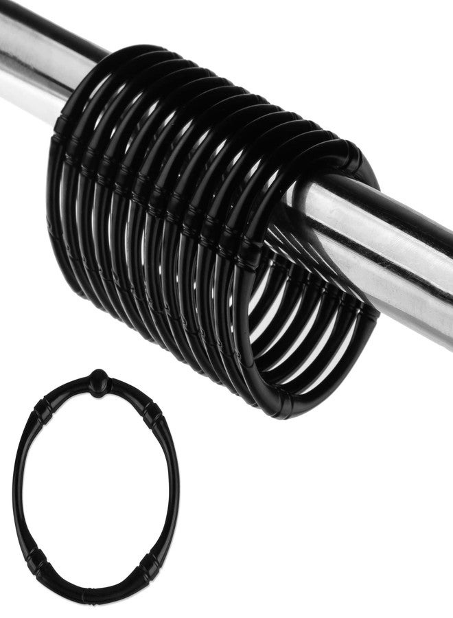 TCMAO Shower Curtain Hooks, Rustproof Decorative Shower Curtain Rings Metal Round Shower Hooks for Bathroom Shower Rod, 12 Pack (Black) - Image 1