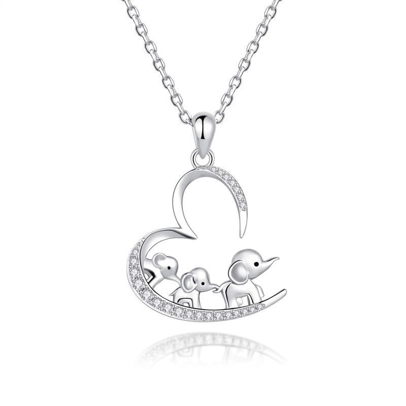 ACJNA 925 Sterling Silver Mothers Day Gifts Elephant Necklace 3 Elephants Family for Mom Daughter Jewelry (3-elephants) - Image 1