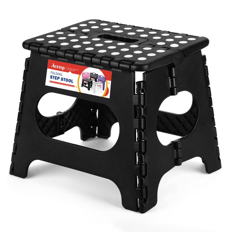 ACSTEP Folding Step Stool for Adults-11 Height Lightweight Plastic Stepping Stool Foldable Step Stool Hold up to 300lbs Non Slip Collapsible Stool for Kictchen, Bathroom, Black - Image 1