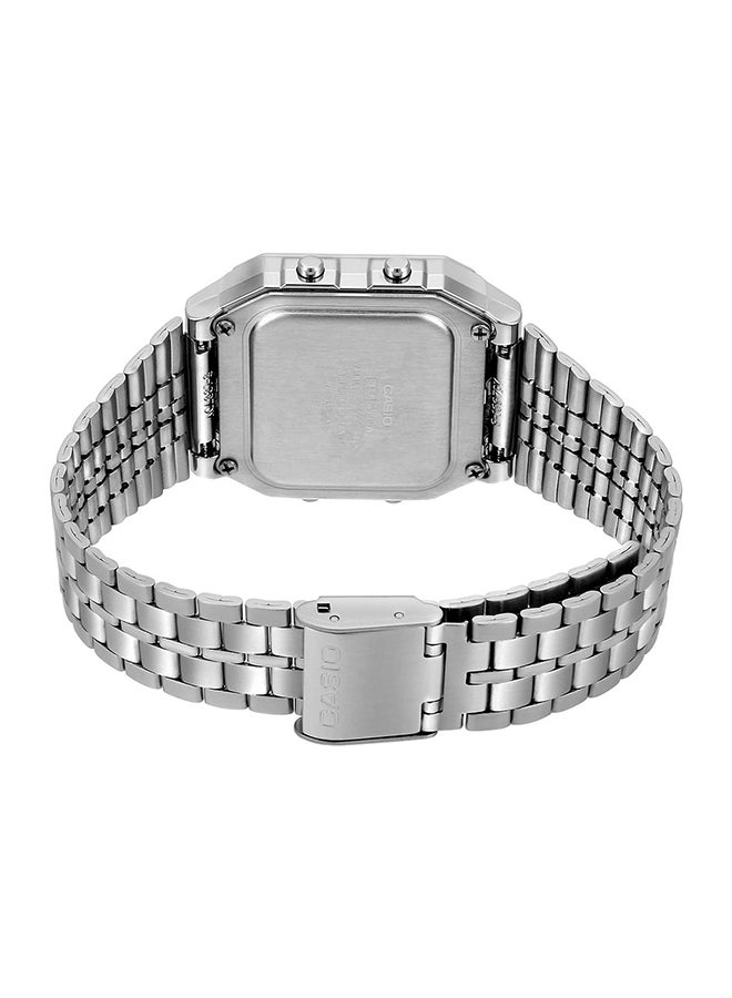CASIO Men Stainless Steel Digital Watch A-500WA-1DF - 34 mm - Silver - Image 2