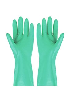 Satishve Satishve 12 Inches long Reusable Nitrile Chemical Resistant Rubber Hand Gloves for Industrial Purpose Janitorial Construction Gardening Home Kitchen Cleaning GlovesDish washing L 