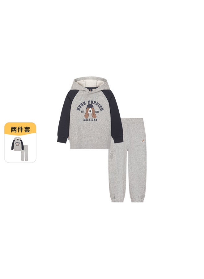 Hush Puppies Neutral Style Men's, Women's, And Children's Winter And Summer Set, Collegiate Style Sportswear Set, Long-sleeved Sweatshirt + Pants Two-piece Set - Image 2