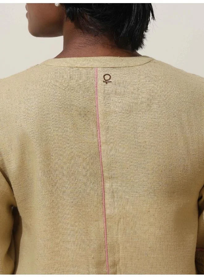 trueBrowns trueBrowns Souk Yellow Crochet Natural Cotton Kurta Pant Set