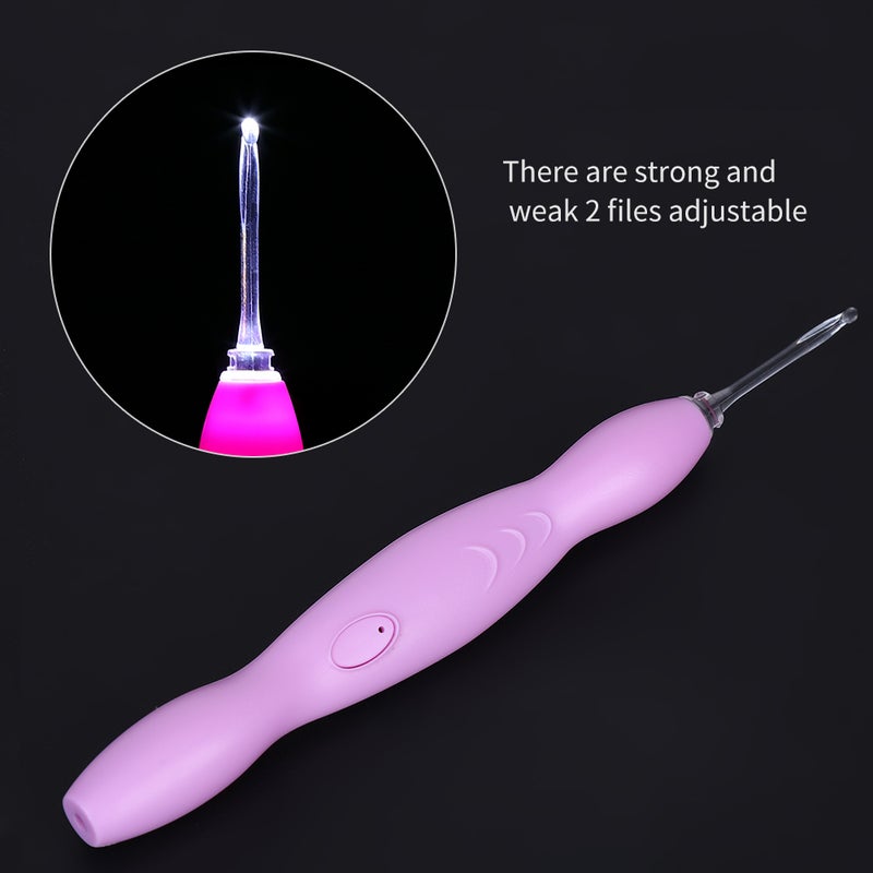 9 in 1 USB Rehargeable Light Up Crochet Hooks Needles Hand Weave Sewing Tools Set - Image 4