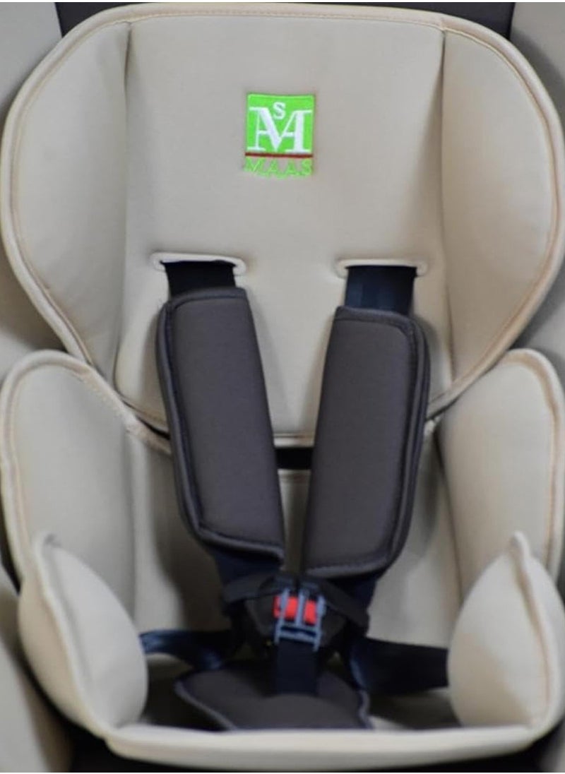 A Car Seat For Newborns Up To 6 Years Old With Forward And Backward Facing Positions And a Safety Belt. The seat is Aasy To remove And Install, Padded, Soft And Comfortable For The Child To Sit.