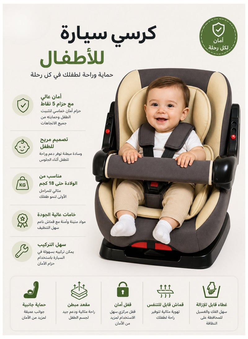MAAS A Car Seat For Newborns Up To 4 Years Old With Forward And Backward Facing Positions And a Safety Belt. The seat is Aasy To remove And Install, Padded, Soft And Comfortable For The Child To Sit. - Image 1