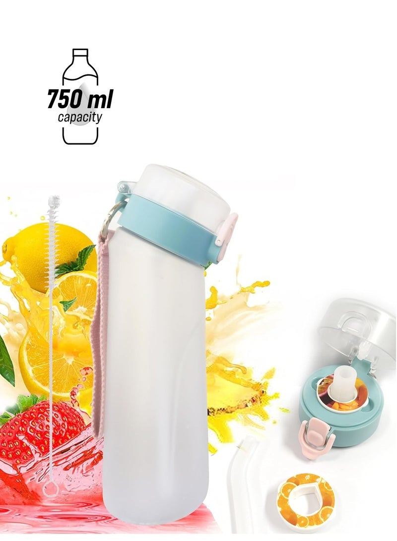 A1r Up Bottle with 5 Pieces Flavoured Pods, 750ml Air Water Bottle, Scent Up Water Cup Suitable for Outdoor/Sports/Fitness/Fashion, 0 Sugar, 0 Calorie (White)  - Image 1