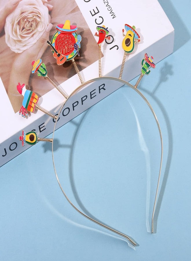 CEALXHENY Cinco De Mayo Headbands for Women, Mexican Fiesta Hairbands Chili Pinata Cactus Sombrero Headbands Mexican Holiday Headwear Party Hair Accessory Gifts (Pattern E) - Image 3