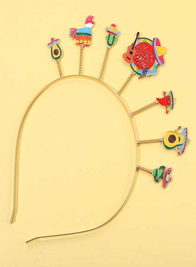 CEALXHENY Cinco De Mayo Headbands for Women, Mexican Fiesta Hairbands Chili Pinata Cactus Sombrero Headbands Mexican Holiday Headwear Party Hair Accessory Gifts (Pattern E) - Image 4
