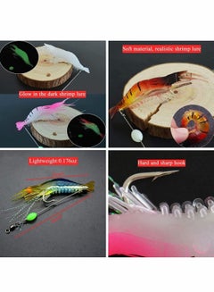 Excefore 5pcs Soft Luminous Shrimp Lure Set, 5 Colors Shrimp Bait
