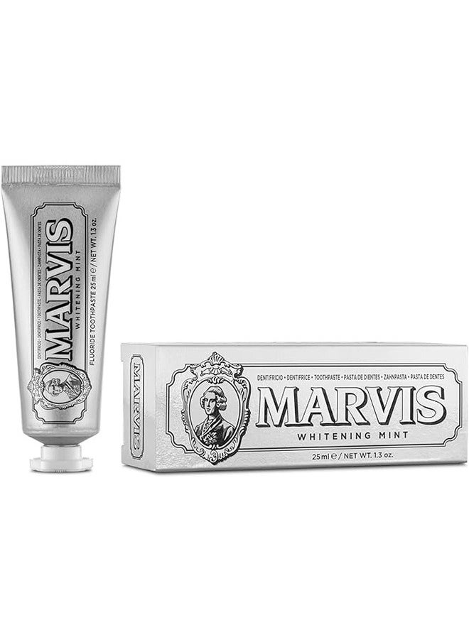 Marvis Marvis Whitening Mint Travel Size Toothpaste, 25 ml, Promotes The Natural Whitening of The Teeth, Plaque Removal Toothpaste, Long-Lasting Freshness  - Image 1