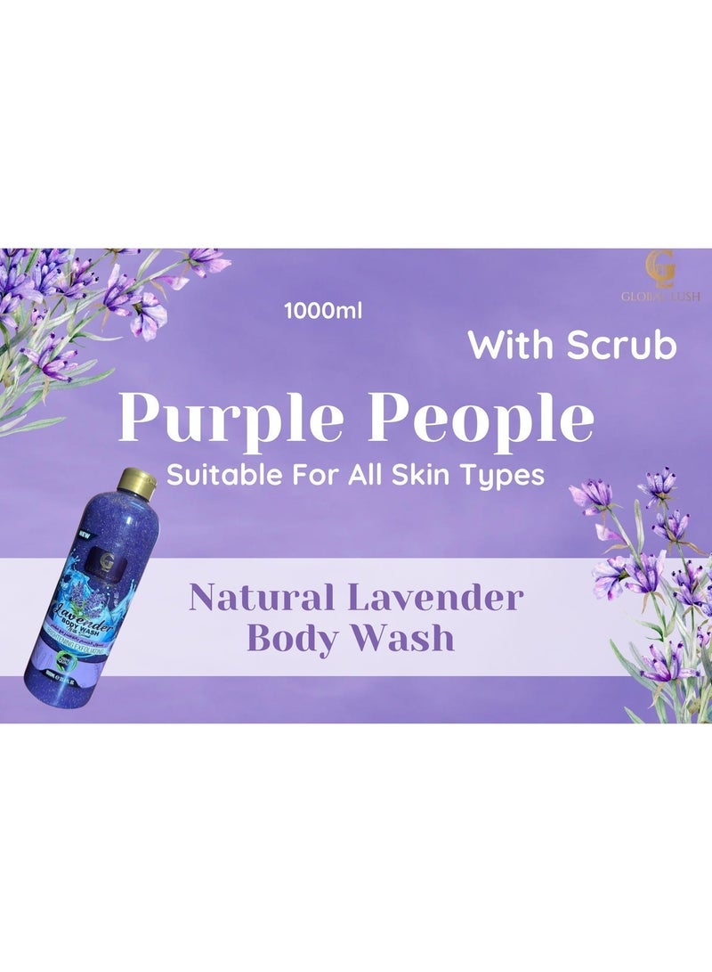 Global Lush Body Wash with Scrub 1000ml Lavender Brightening - Image 4
