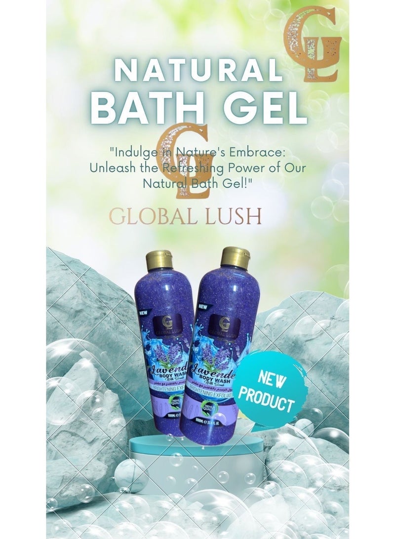 Global Lush Body Wash with Scrub 1000ml Lavender Brightening - Image 3