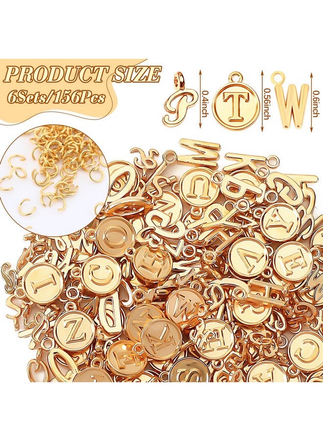 SANNIX Letter Charms, 156Pcs/6 Sets Alphabet Abc Letter Charms 3 Styles Capital A-Z Charms Diy Bracelet Necklace Pendants With 200Pcs Open Jump Rings For Jewelry Making, Kc Gold - Image 2