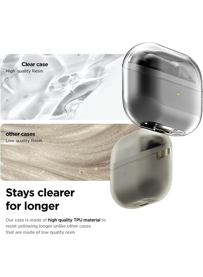 جي أس لسامسونج غالاكسي Buds 3 / Buds 3 Pro غطاء القضية مع مجموعة نظيفة و كرابين ، غطاء TPU ممتاز مقاوم للصدمات مضاد للصفراء واقي ، إكسسوارات سماعات الرأس (واضح) - Image 3