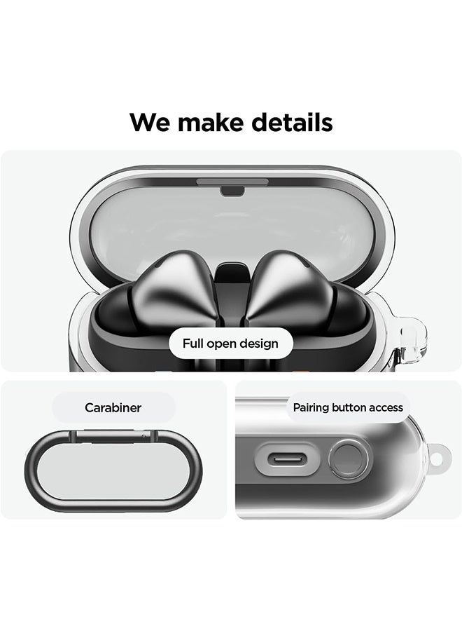 جي أس لسامسونج غالاكسي Buds 3 / Buds 3 Pro غطاء القضية مع مجموعة نظيفة و كرابين ، غطاء TPU ممتاز مقاوم للصدمات مضاد للصفراء واقي ، إكسسوارات سماعات الرأس (واضح) - Image 4