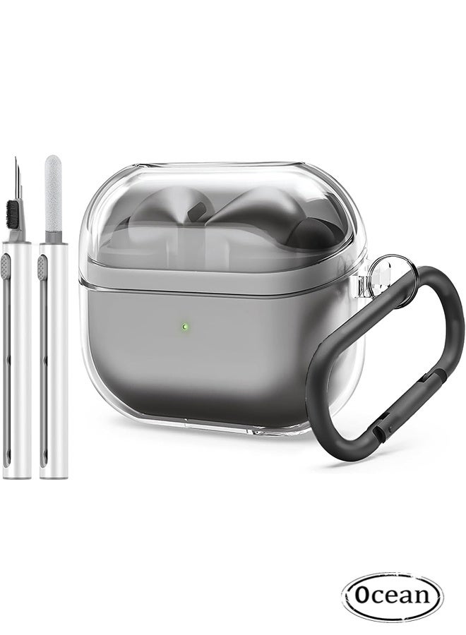 جي أس لسامسونج غالاكسي Buds 3 / Buds 3 Pro غطاء القضية مع مجموعة نظيفة و كرابين ، غطاء TPU ممتاز مقاوم للصدمات مضاد للصفراء واقي ، إكسسوارات سماعات الرأس (واضح) - Image 1