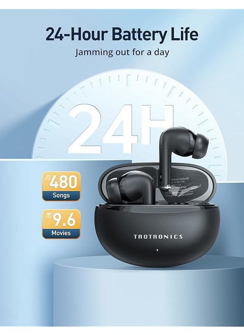 Tt Bh1118 Hybrid Active Noise Cancelling Bluetooth Earphones 6 Mics Wireless Earbuds Ai Enhanced Calls 10Mm Drivers App Custom Eq 24H Playtime Fast Charging Bluetooth 5.3 Black