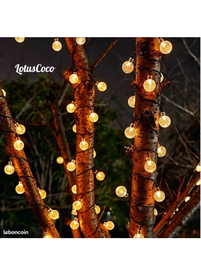 10M Waterproof Solar Crystal String Lights 8 Modes yellow - Image 5